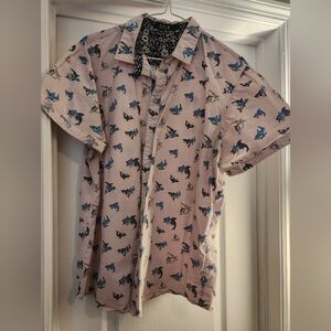 SSLR Men's Hawaiian Shirt Pink Shark Party